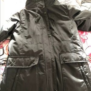 Ana black warm jacket detachable faux fur hood